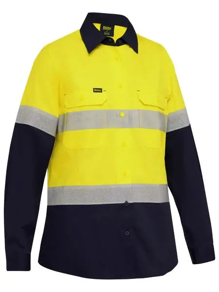 Bisley Women's Long Sleeve Ripstop Hi Vis Vented Shirt BL6495TÂ Metro Workwear