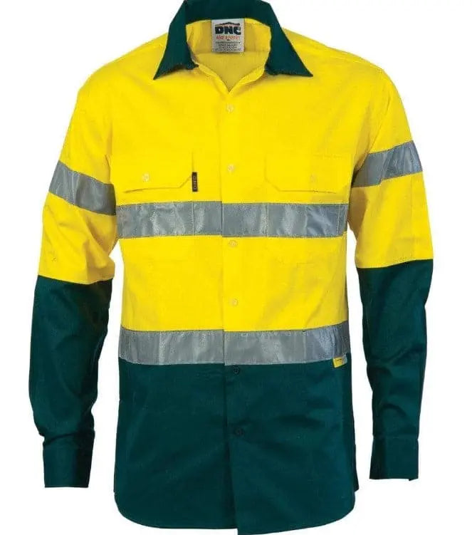 Dnc Workwear Hi-vis Cool-breeze Long Sleeve Cotton Shirt With Generic Reflective Tape - 3966 - City Workwear