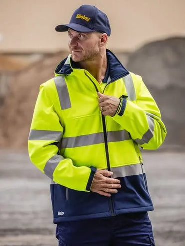 Bisley Taped Two Toned Hi Vis 3 in 1 Softshell Jacket BJ6078T - City Workwear