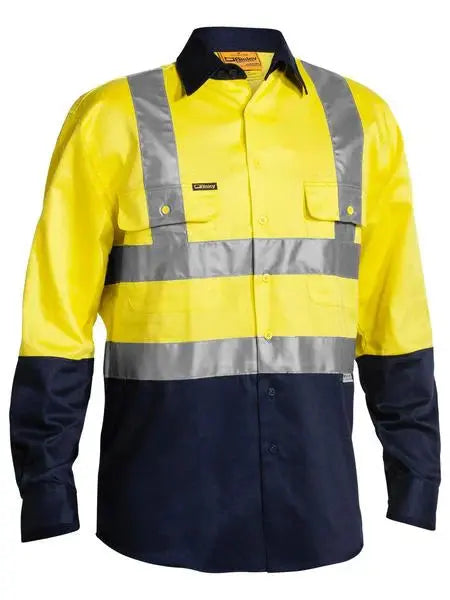Bisley Workwear 3m Taped Hi Vis Drill Shirt Long Sleeve BS6267T - City Workwear