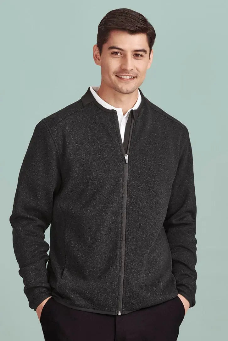 Biz Care Nova Men's Knit Jacket CO342MJ Flash Uniforms Black Marle XS