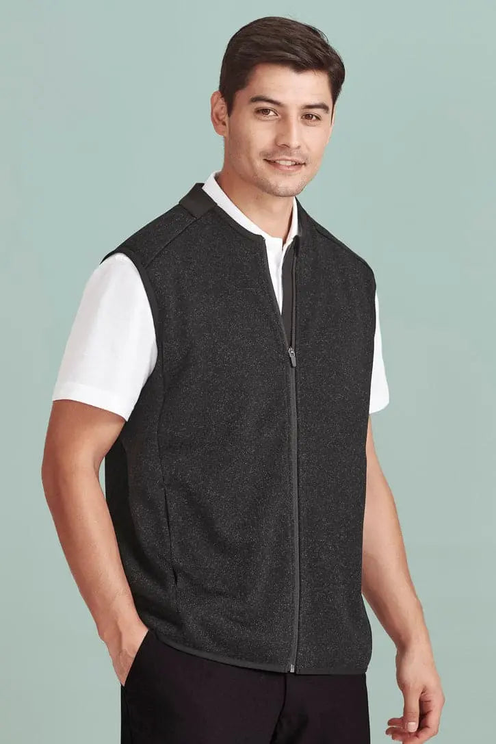 Biz Care Nova Men's Knit Vest CO343MV Flash Uniforms Black Marle XS