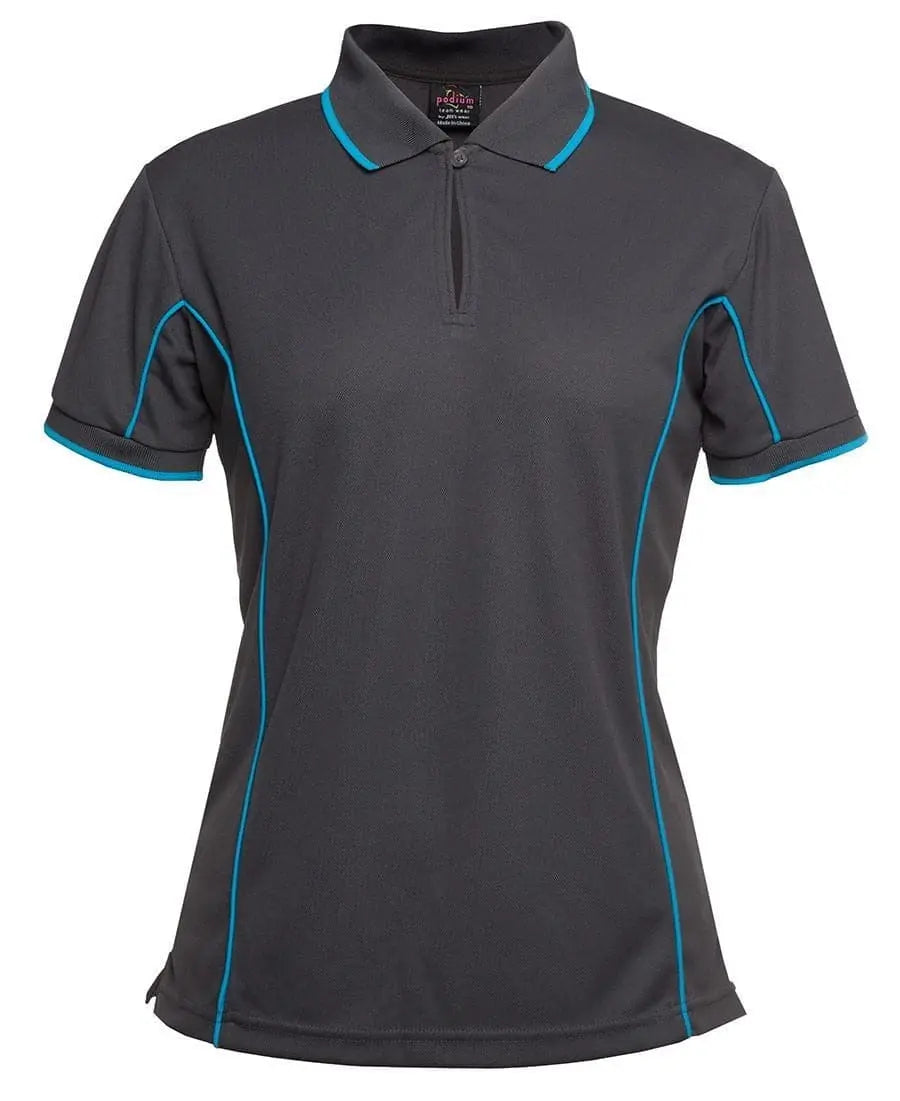 JB'S Wear Women’s Piping Work Polo 7LPI Casual Wear Jb's Wear Charcoal/Aqua 8