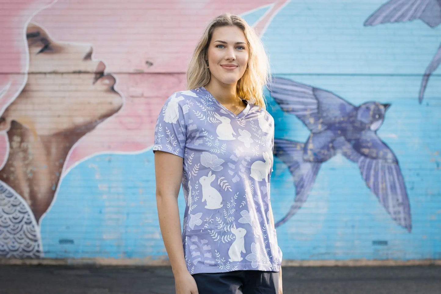 Softies Women's Bunny Bun Slim Fit Fun Scrub Top BBOT01 - City Workwear