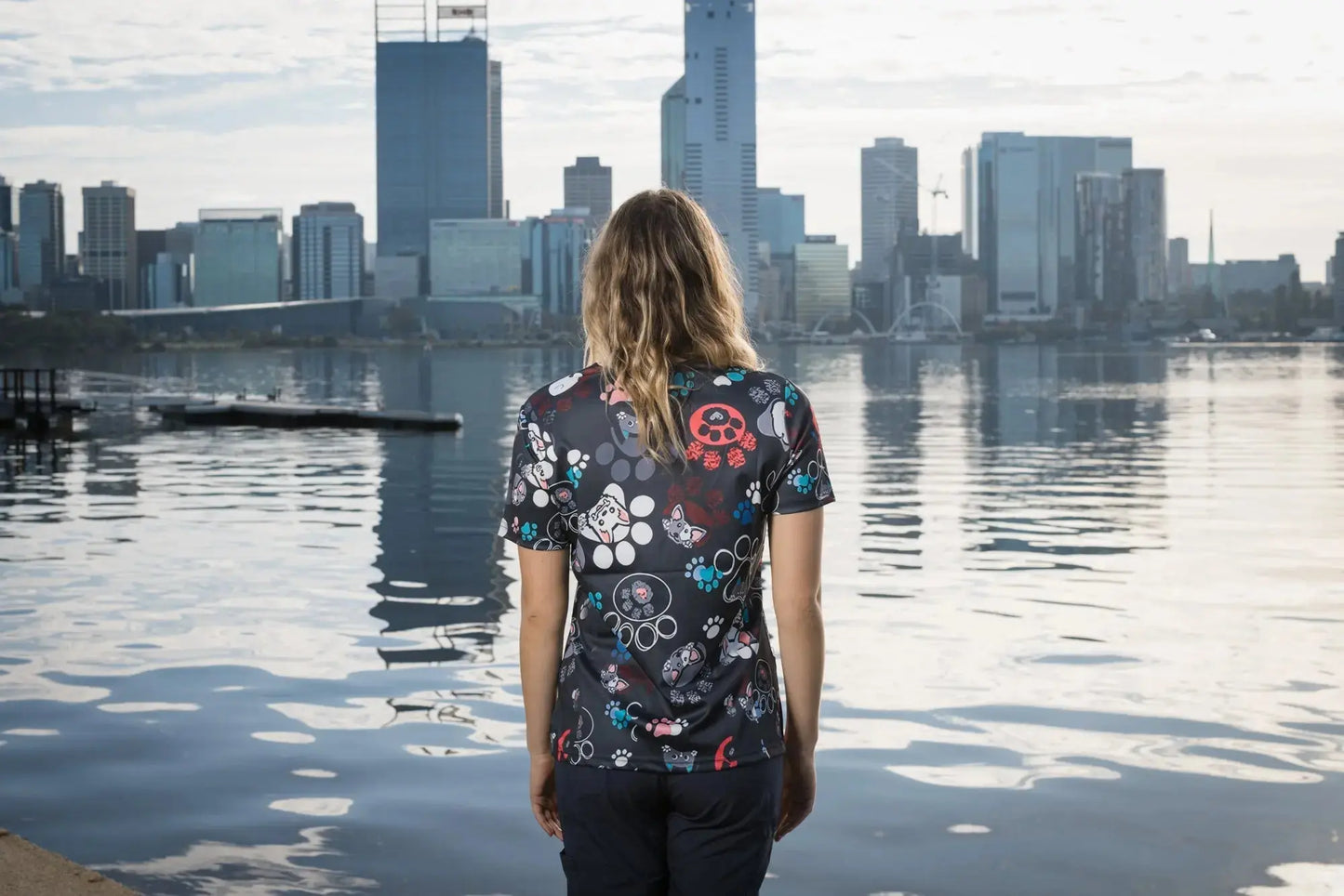 Softies Women's Dog Paw's Slim Fit Fun Scrub Top DPOT01 Simply Scrubs Australia