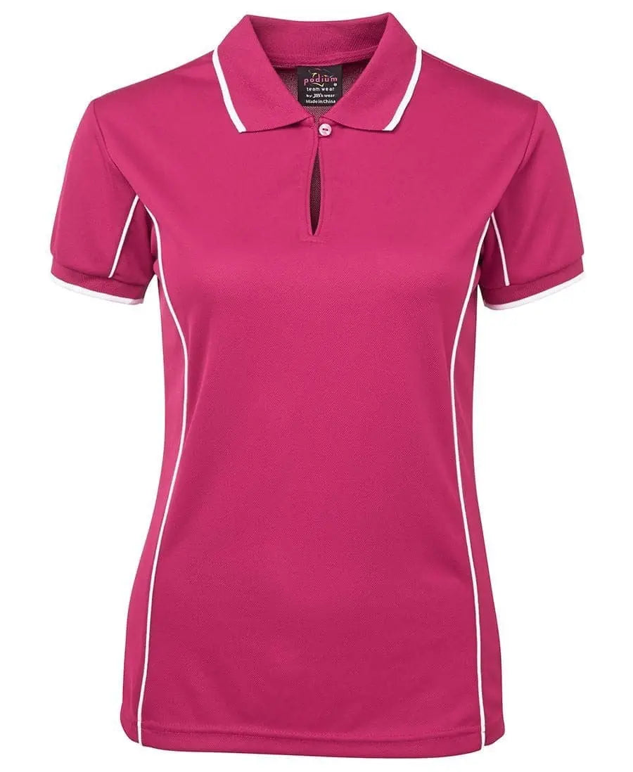 JB'S Wear Women’s Piping Work Polo 7LPI Casual Wear Jb's Wear Hot Pink/White 8