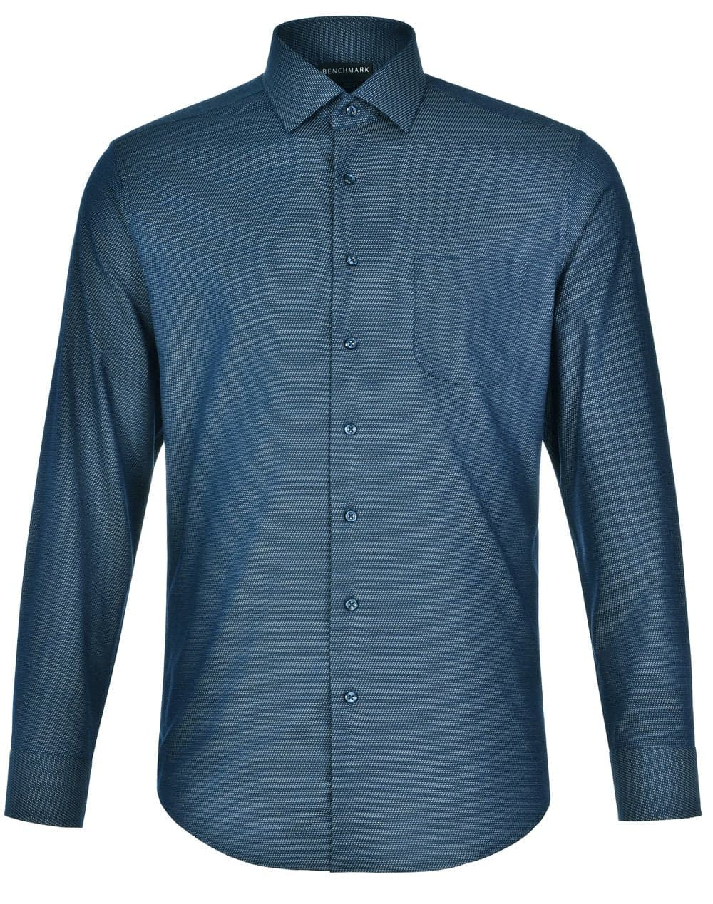 Mens Dot Jacquard Stretch Long Sleeve Ascot Shirt M7400L Casual Wear Winning Spirit Ocean Blue XS