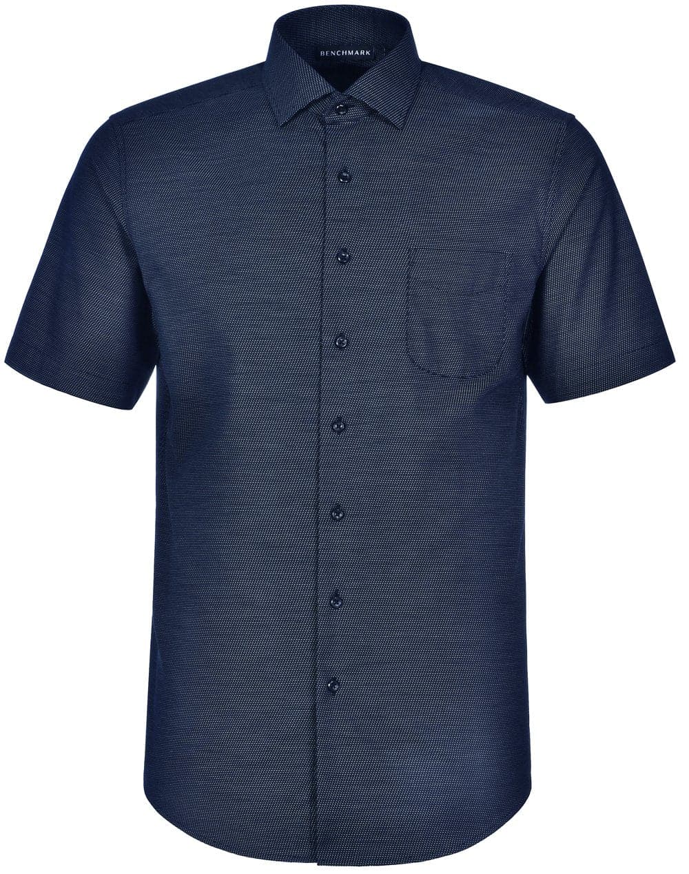 Mens Dot Jacquard Stretch Short Sleeve Ascot Shirt M7400S Casual Wear Winning Spirit Navy XS