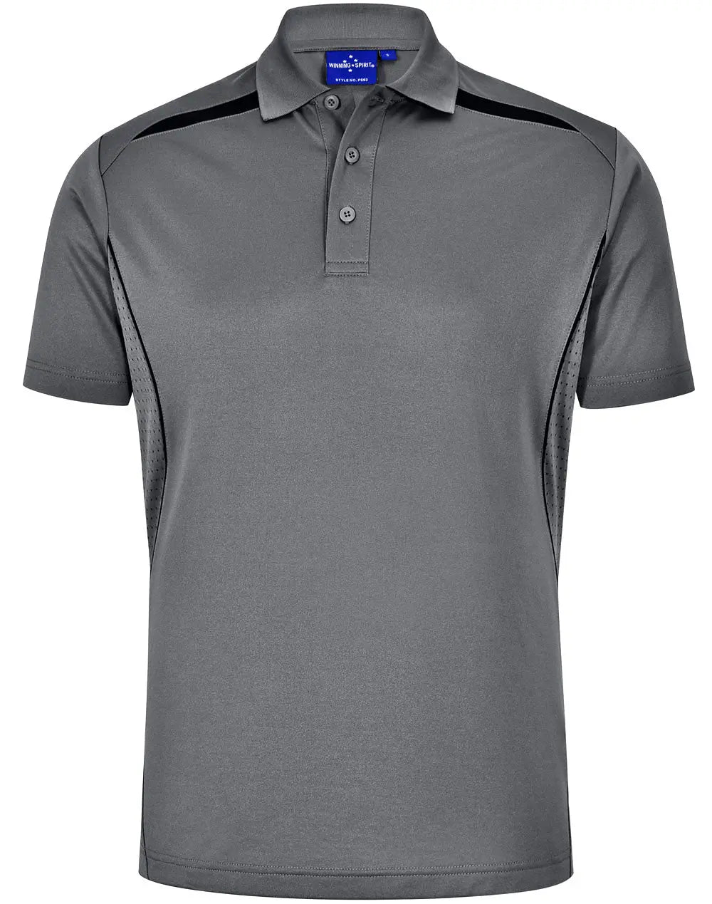Winning Spirit Men's Sustainable Poly-Cotton Contrast Polo PS93 Casual Wear Winning Spirit Ash/Black XS