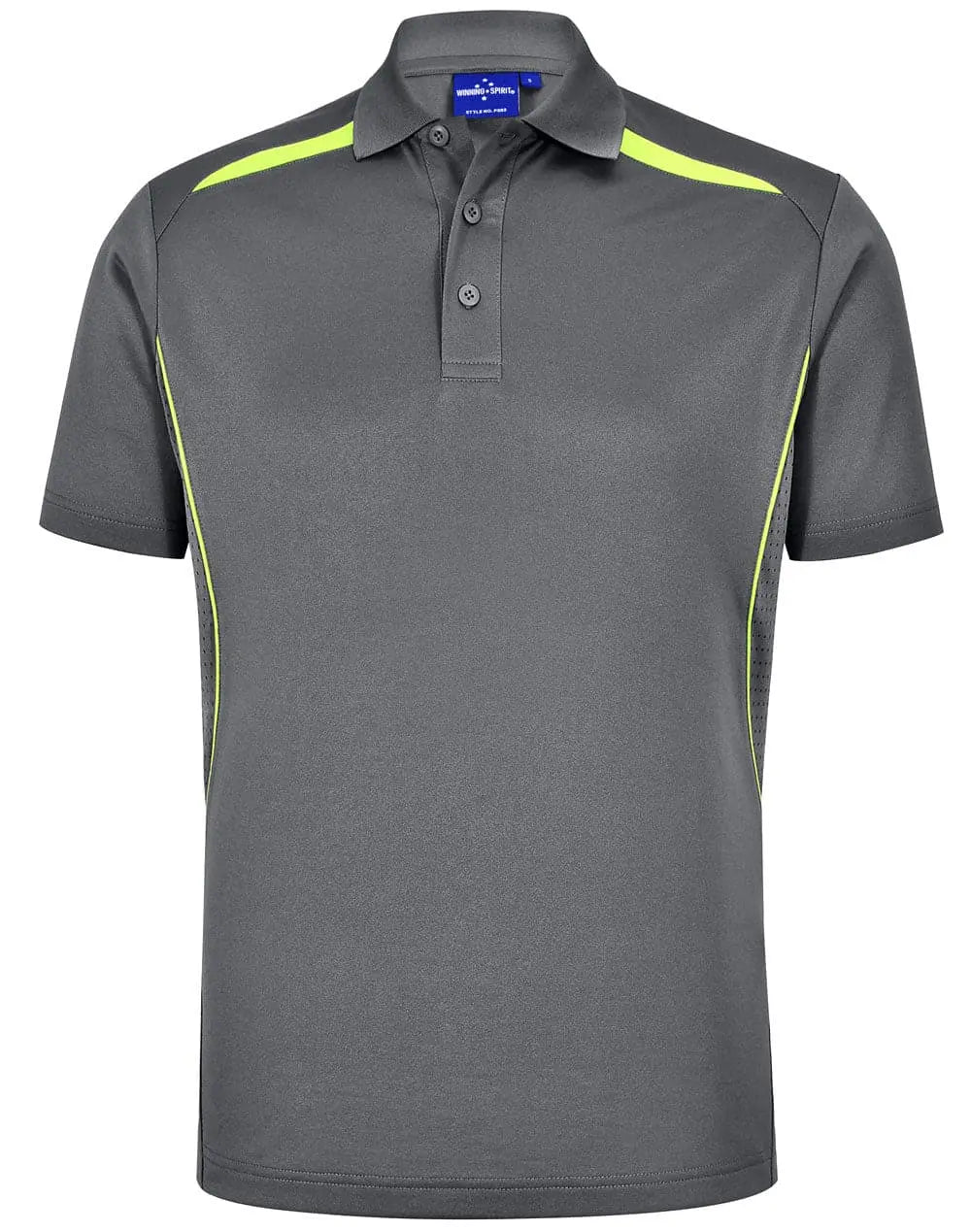 Winning Spirit Men's Sustainable Poly-Cotton Contrast Polo PS93 Casual Wear Winning Spirit Ash/Lime XS