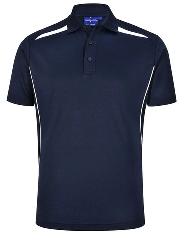 Winning Spirit Men's Sustainable Poly-Cotton Contrast Polo Shirt PS93 Casual Wear Winning Spirit Navy/White XS