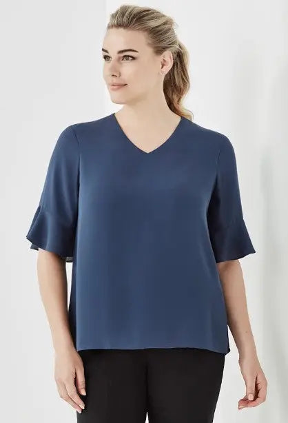 Biz Corporates Aria Fluted Sleeve Blouse RB966LS - City Workwear