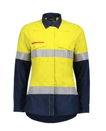 SYZMIK FR Women’s Flame Lightweight Ripstop Taped Shirt ZW170 Metro Workwear.
