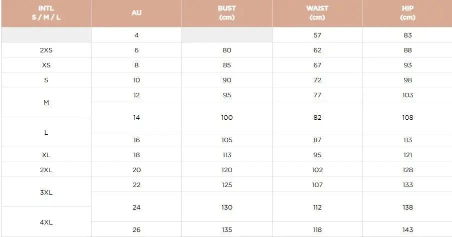 NNT size chart