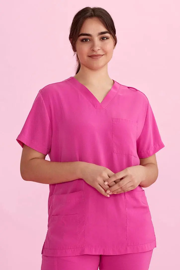 Biz Care Hot Pink Unisex Scrub Top CST250US - City Workwear