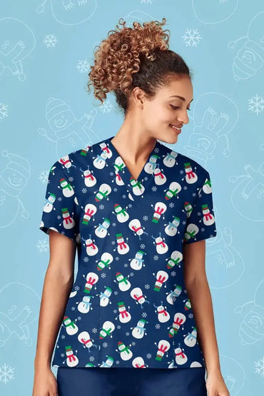 Biz Care Women's Christmas Scrubs Top - Simply Scrubs Australia