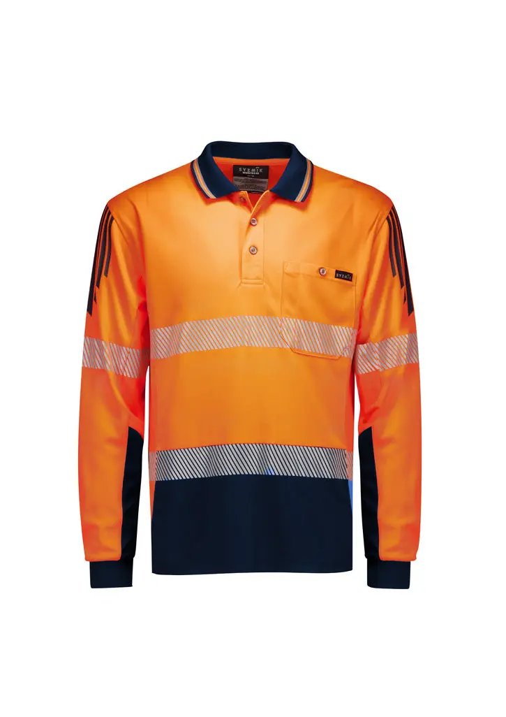 SYZMIK Unisex Hi Vis Segmented Tape Flux Long Sleeve Polo ZH550Â Metro Workwear