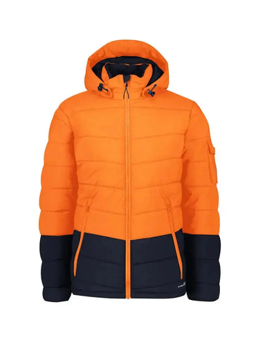 Syzmik Workwear Unisex Streetworx Hooded Puffer Jacket ZJ240 Work Wear Syzmik Orange/Navy XXS