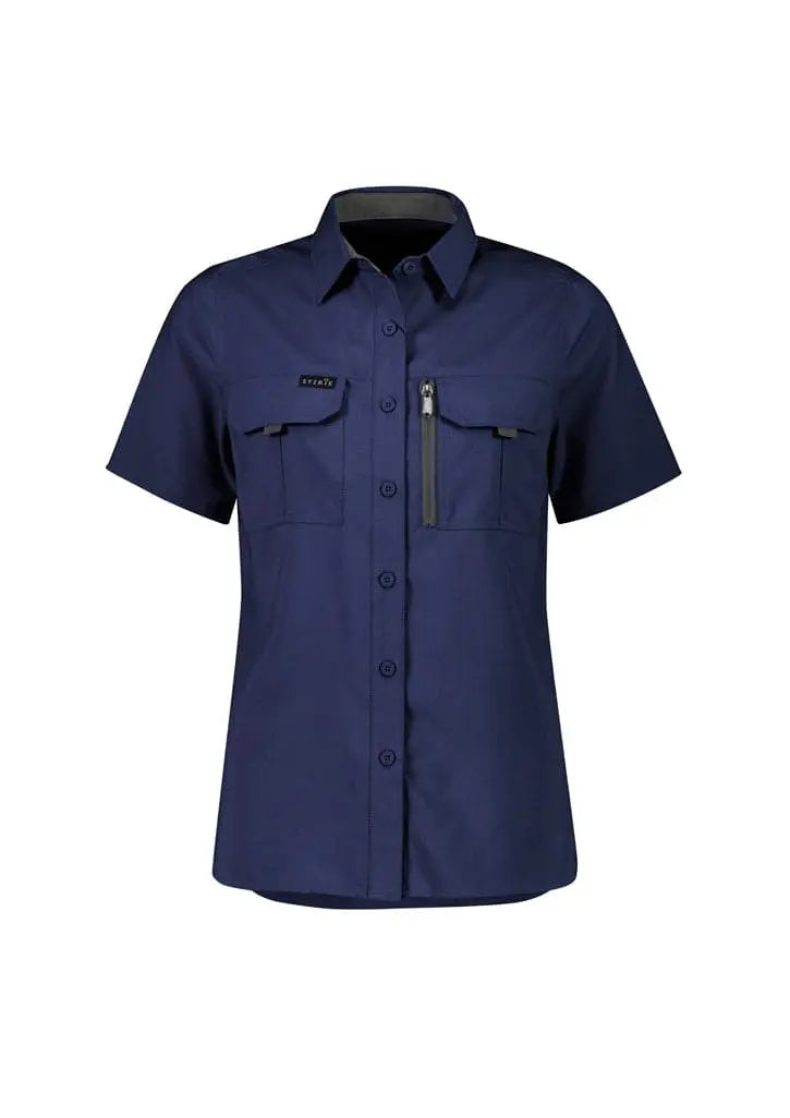 Syzmik Workwear Outdoor Women's Short Sleeve Shirt ZW765 Work Wear Syzmik Navy 8