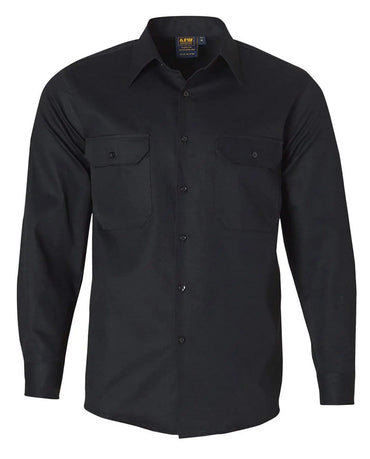 Cotton Drill Work Shirt WT04 Work Wear Australian Industrial Wear S Black