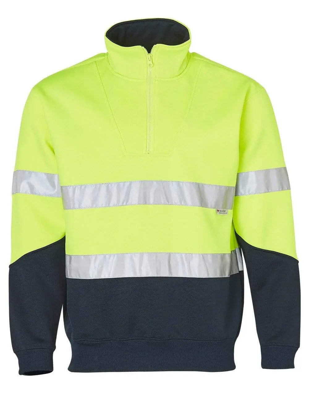 Hi-vis Long Sleeve Fleece Sweat SW14 Work Wear Australian Industrial Wear S Fluoro Yellow/Navy