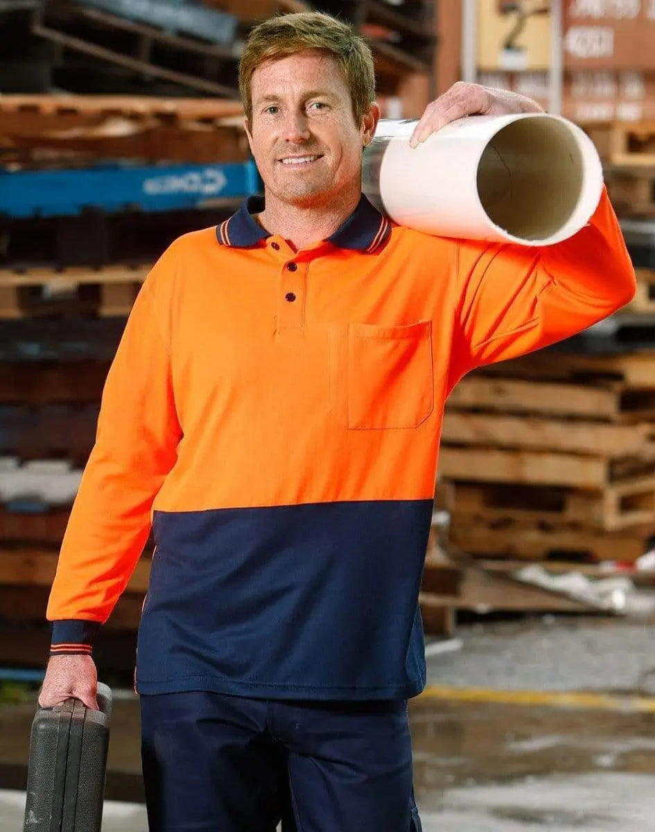High Visibility Long Sleeve Polo SW05TD Work Wear Australian Industrial Wear
