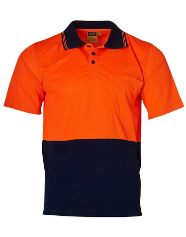 High Visibility Short Sleeve SW01TD Work Wear Australian Industrial Wear Fluoro Orange/Navy S