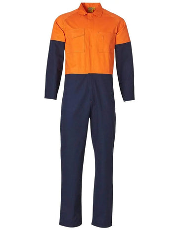 Men's Two Tone Coverall Regular Size SW204 Work Wear Australian Industrial Wear 77R Orange/Navy