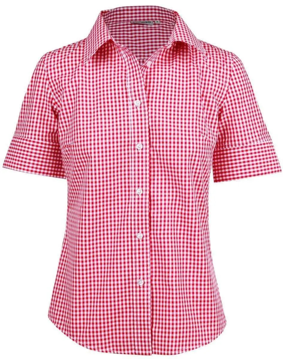 BENCHMARK Ladies’ Gingham Check Short Sleeve Shirt M8300S Corporate Wear Benchmark Red/White 6