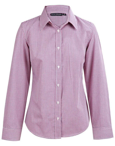BENCHMARK Ladies’ Two Tone Mini Gingham Long Sleeve Shirt M8340L Metro Workwear.