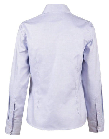 BENCHMARK Laides’ Dot Contrast Long Sleeve Shirt- white blue dot M8922 Metro Workwear.