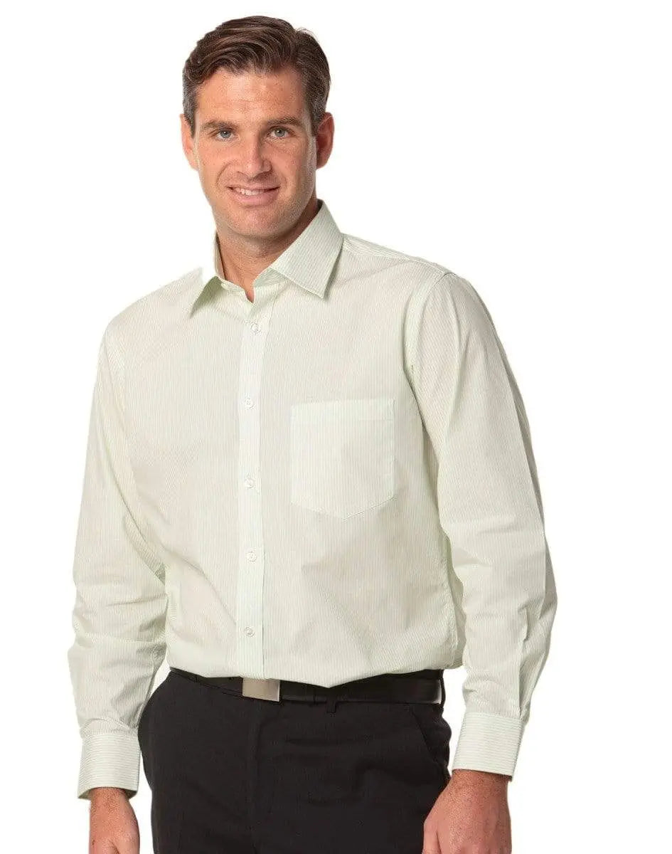 BENCHMARK Men's Balance Stripe Long Sleeve Shirt M7232 Corporate Wear Benchmark Mint/White 38
