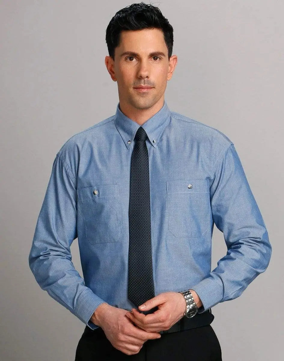 BENCHMARK Men's Chambray Long Sleeve BS03L Corporate Wear Benchmark