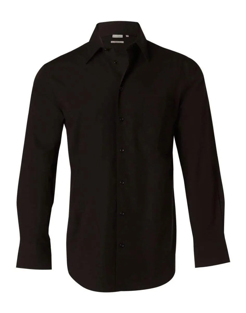 BENCHMARK Men's Cotton/Poly Stretch Long Sheeve Shirt M7020L Corporate Wear Benchmark Black 42