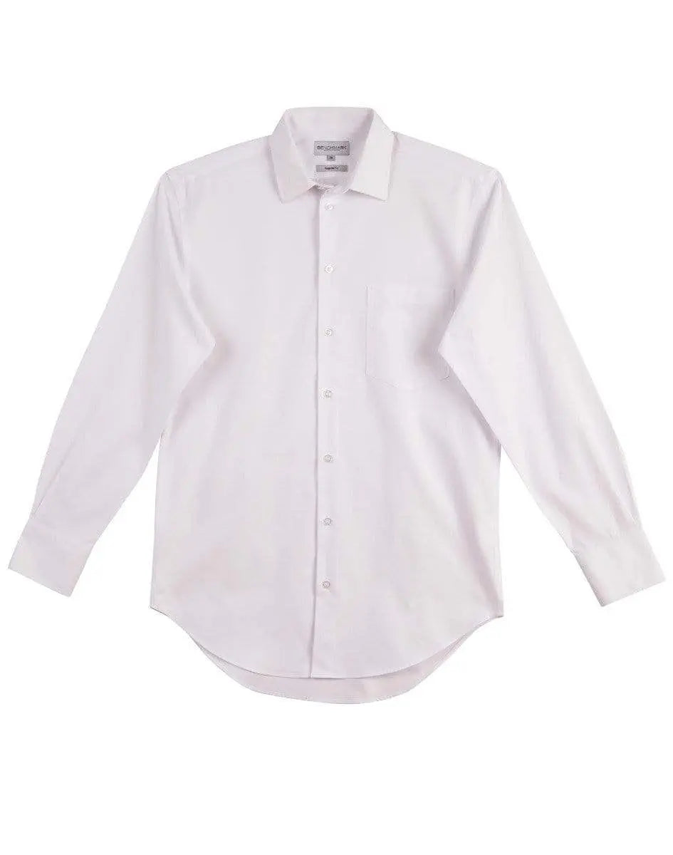 BENCHMARK Men's CVC Oxford Long Sleeve Shirt M7040L Corporate Wear Benchmark White 40