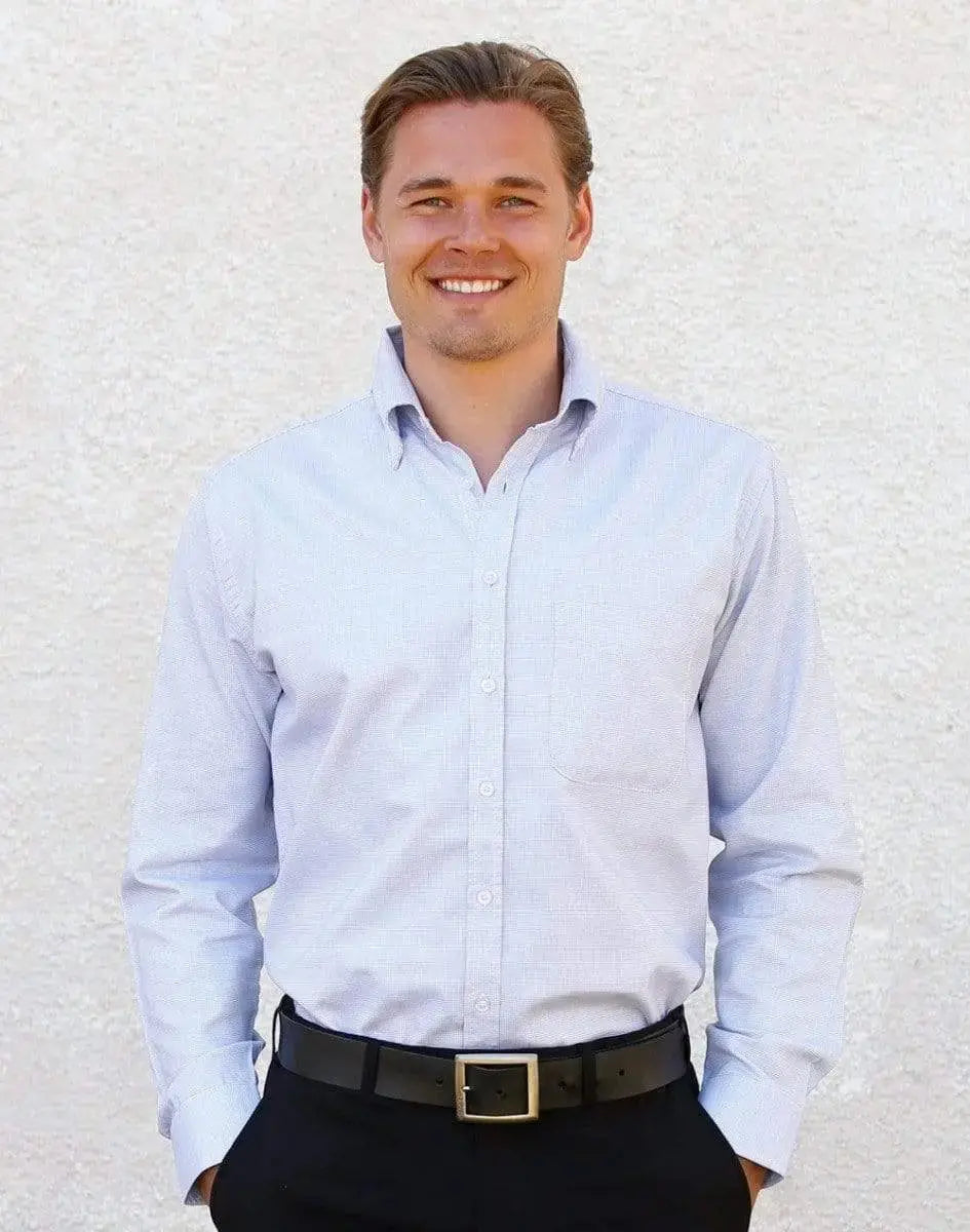 BENCHMARK Men's Dot Contrast Long Sleeve Shirt M7922 Metro Workwear.