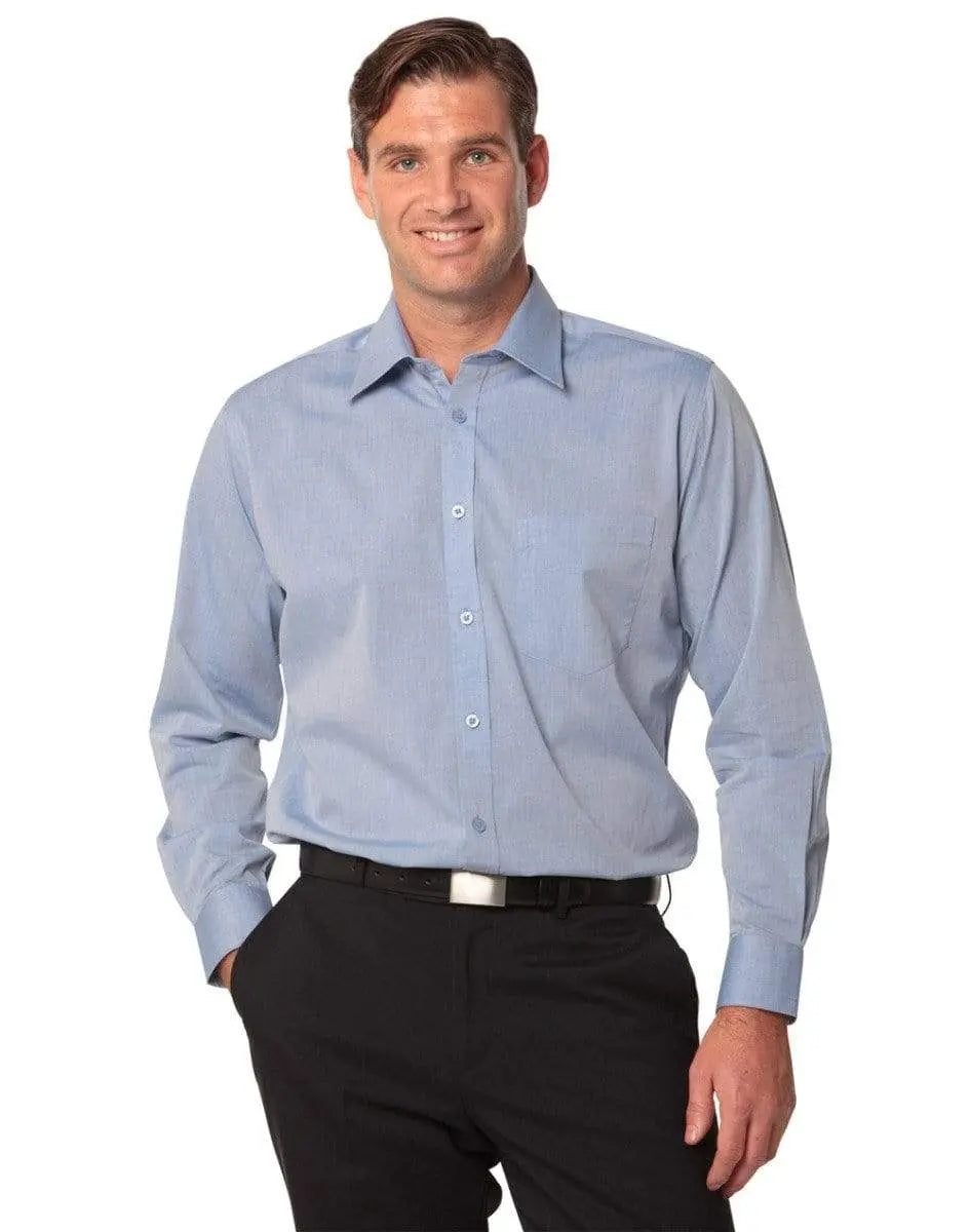 BENCHMARK Men's Fine Chambray Long Sleeve Shirt M7012 Corporate Wear Benchmark