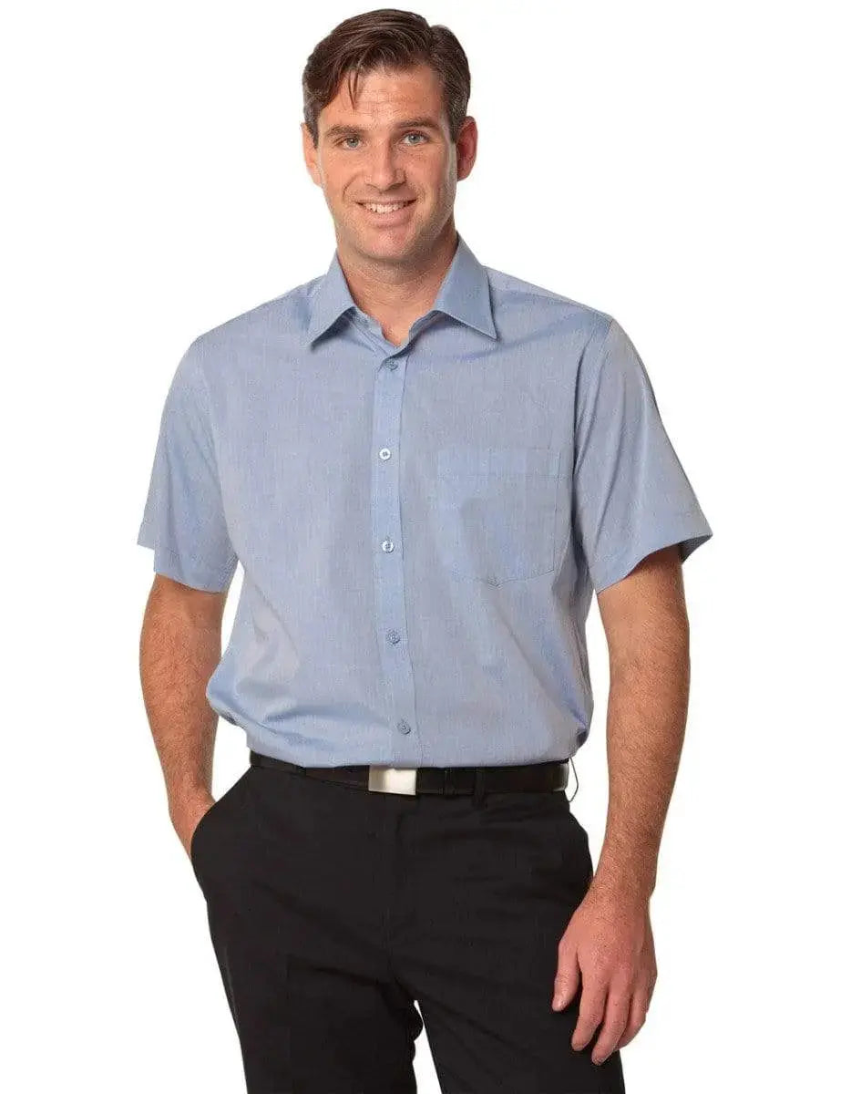 BENCHMARK Men's Fine Chambray Short Sleeve Shirt M7011 Metro Workwear.