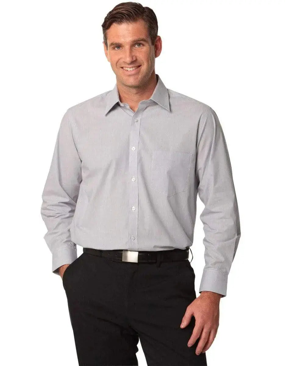 BENCHMARK Men's Fine Stripe Long Sleeve Shirt M7212 Metro Workwear.