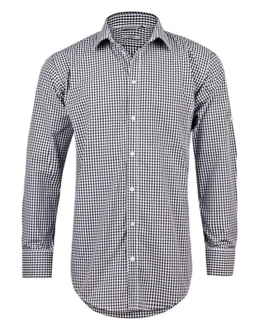 BENCHMARK Men’s Gingham Check Long Sleeve Shirt with Roll-up Tab Sleeve M7300L Corporate Wear Benchmark Black/White XS