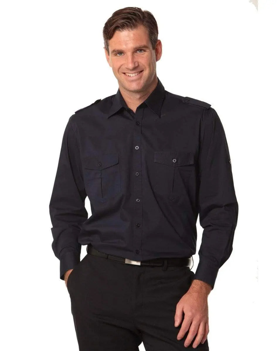 BENCHMARK Men's Long Sleeve Military Shirt M7912 Corporate Wear Benchmark