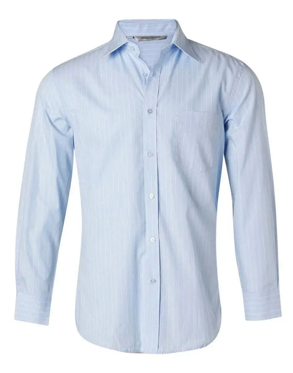 BENCHMARK Men's Pin Stripe Long Sleeve Shirt M7222 Metro Workwear.
