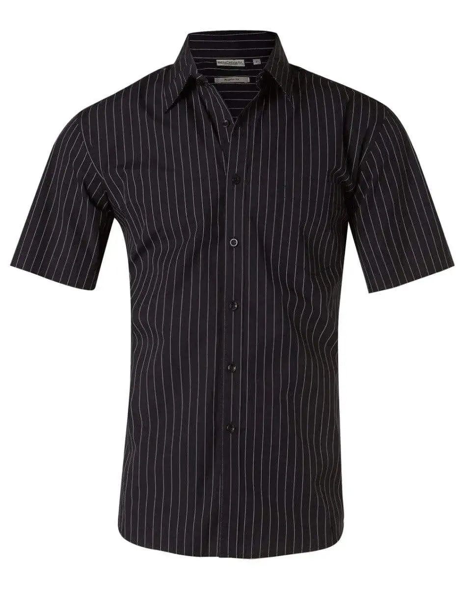BENCHMARK Men's Pin Stripe Short Sleeve Shirt M7221 Metro Workwear.