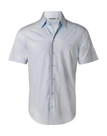 BENCHMARK Men's Self Stripe Short Sleeve Shirt M7100S Corporate Wear Benchmark Pale Blue 38
