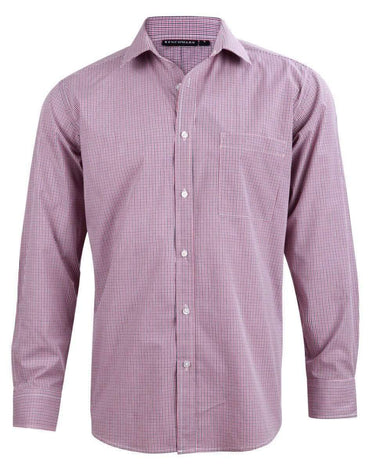 BENCHMARK Men’s Two Tone Mini Gingham Long Sleeve Shirt M7340L Metro Workwear.