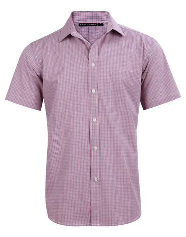 BENCHMARK Men’s Two Tone Mini Gingham Short Sleeve Shirt M7340S Metro Workwear.