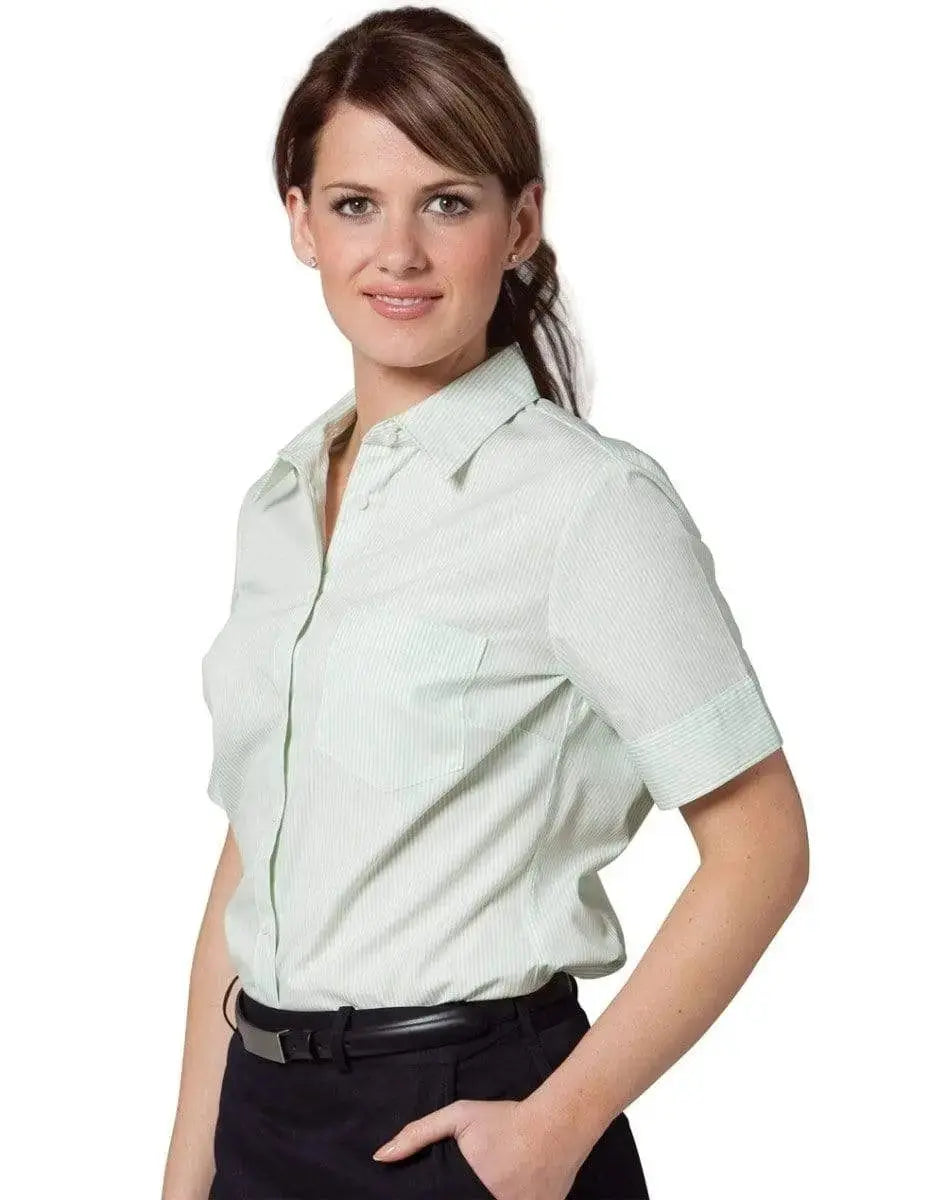 BENCHMARK Women's Balance Stripe Short Sleeve Shirt M8234 Metro Workwear.