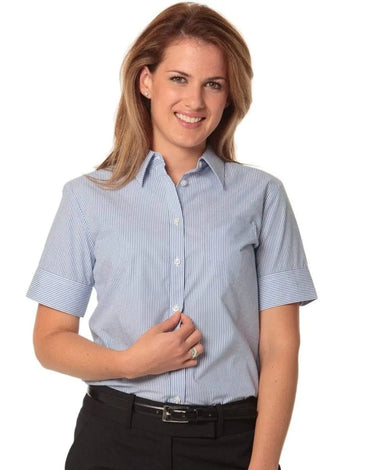BENCHMARK Women's Balance Stripe Short Sleeve Shirt M8234 Corporate Wear Benchmark Blue/White 6