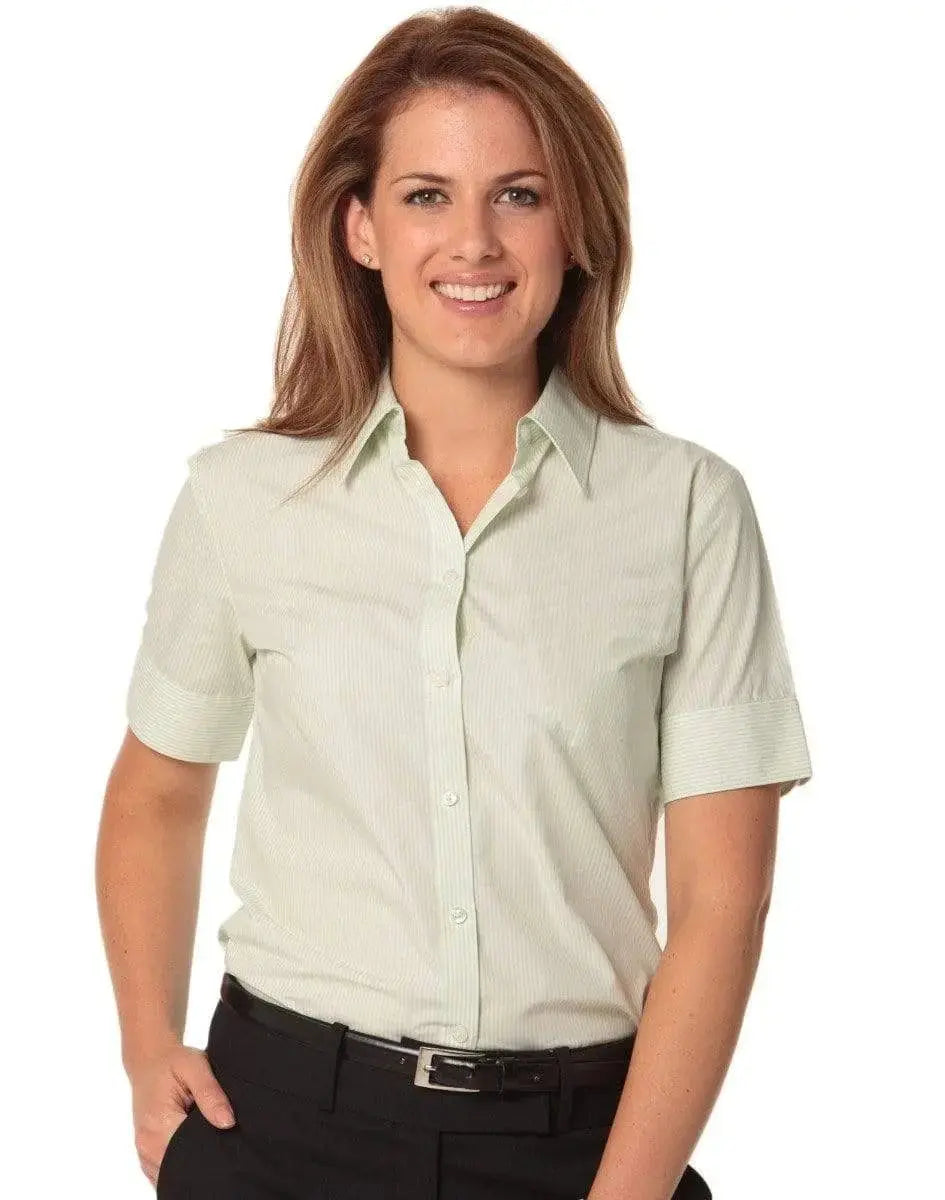 BENCHMARK Women's Balance Stripe Short Sleeve Shirt M8234 Metro Workwear.