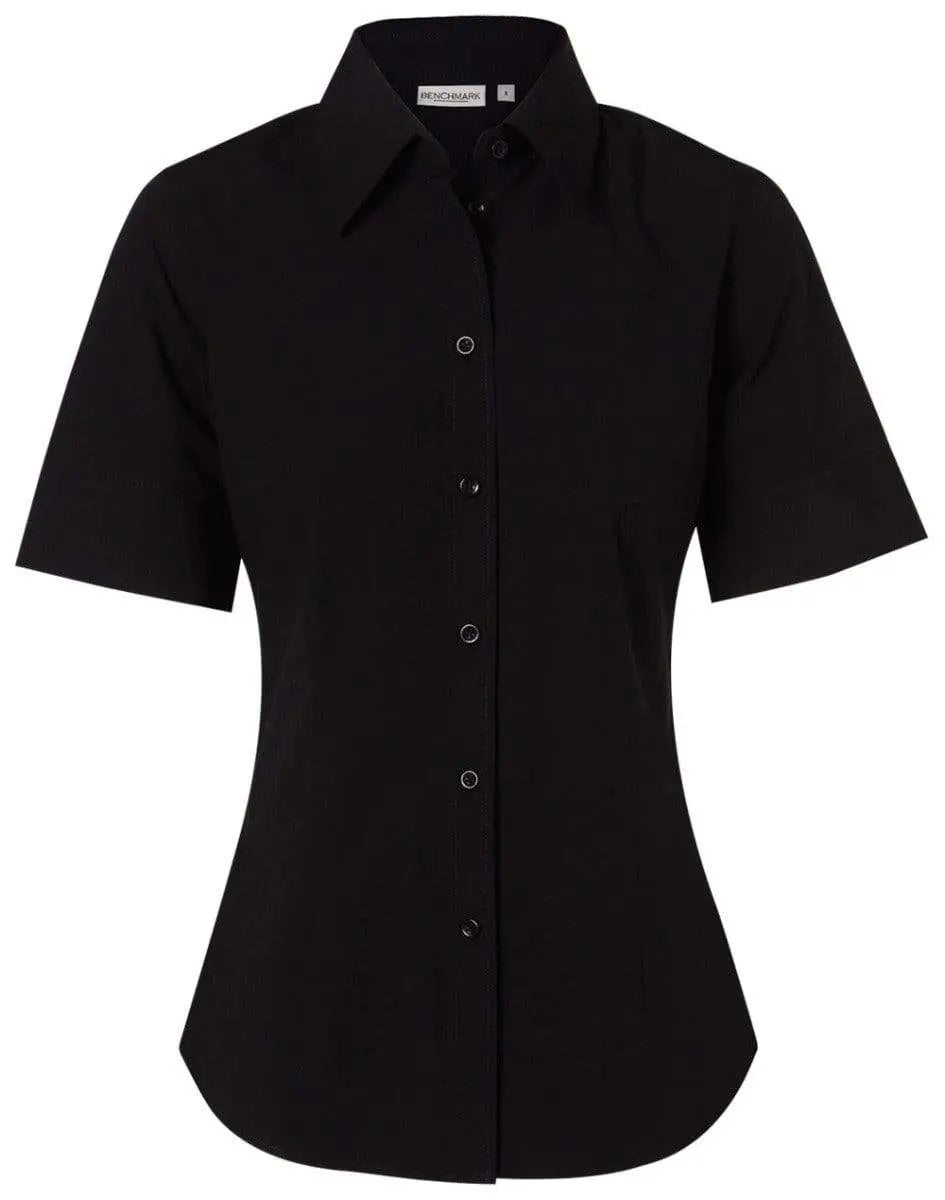 BENCHMARK Women's Cotton/Poly Stretch Sleeve Shirt M8020S Corporate Wear Benchmark Black 6